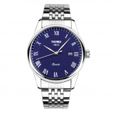 Чоловічий класичний годинник Skmei 9058SBU-B Silver-Blue зі сріблястим браслетом та синім циферблатом Чоловічий класичний годинник Skmei 9058SBU-B Silver-Blue зі сріблястим браслетом та синім циферблатом