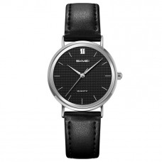 Жіночий класичний годинник Skmei 2568SIBK Silver-Black зі шкіряним ремінцем та мінеральним склом