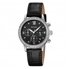 Жіночий годинник Skmei 9384BK Black з календарем та секундоміром, класичний дизайн