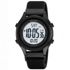 Чоловічий спортивний годинник Skmei 2669NBKWT Black-White-Nylon з нейлоновим ремінцем та підсвічуванням