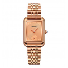 Жіночий наручний годинник Skmei 2670RG Rose Gold-Rose Gold з прямокутним корпусом та металевим браслетом
