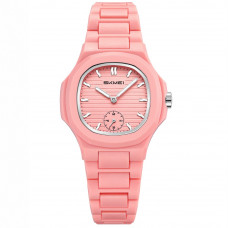 Жіночий наручний годинник Skmei 2678PK Pink з рожевим нейлоновим ремінцем та мінеральним склом