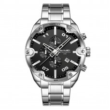 Чоловічий годинник Skmei 9387SIBK Silver-Black зі сріблястим браслетом та хронографом Чоловічий годинник Skmei 9387SIBK Silver-Black зі сріблястим браслетом та хронографом