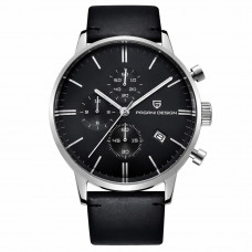 Чоловічий годинник Pagani Design PD-2720 Silver-Black-Black з хронографом SEIKO VK67 та шкіряним ремінцем Чоловічий годинник Pagani Design PD-2720 Silver-Black-Black з хронографом SEIKO VK67 та шкіряним ремінцем