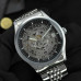 Чоловічий механічний годинник Skrox 7049 Silver-Black з автопідзаводом та сталевим браслетом