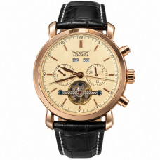 Чоловічий механічний годинник Jaragar A540 Rose Gold-Beige з автопідзаводом та шкіряним ремінцем Чоловічий механічний годинник Jaragar A540 Rose Gold-Beige з автопідзаводом та шкіряним ремінцем