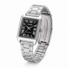 Жіночий годинник Casio LTP-V007D-1B класичний кварцовий зі сталевим браслетом та чорним циферблатом Жіночий годинник Casio LTP-V007D-1B класичний кварцовий зі сталевим браслетом та чорним циферблатом