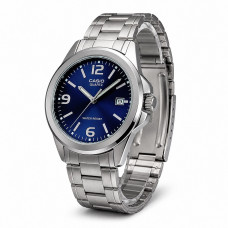 Чоловічий годинник Casio MTP-1215A-2A Classic з синім циферблатом та сталевим браслетом Чоловічий годинник Casio MTP-1215A-2A Classic з синім циферблатом та сталевим браслетом