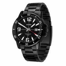 Чоловічий годинник Casio MTP-VD01B-1B з мінеральним склом та чорним металевим браслетом Чоловічий годинник Casio MTP-VD01B-1B з мінеральним склом та чорним металевим браслетом