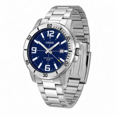 Чоловічий годинник Casio MTP-VD01D-2B з синім циферблатом та сталевим браслетом Чоловічий годинник Casio MTP-VD01D-2B з синім циферблатом та сталевим браслетом
