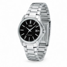 Жіночий годинник Casio LTP-1183A-1A — класична модель зі сталевим браслетом та чорним циферблатом Жіночий годинник Casio LTP-1183A-1A — класична модель зі сталевим браслетом та чорним циферблатом