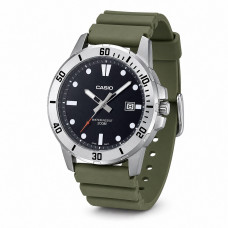 Чоловічий годинник Casio MTP-VD01-3E з японським механізмом та зеленим ремінцем Чоловічий годинник Casio MTP-VD01-3E з японським механізмом та зеленим ремінцем