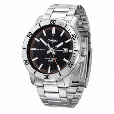 Чоловічий годинник Casio MTP-VD01D-1E2 класичний сталевий з чорним циферблатом та датою Чоловічий годинник Casio MTP-VD01D-1E2 класичний сталевий з чорним циферблатом та датою