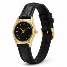 Жіночий годинник Casio LTP-1094Q-1A — класична модель із золотистим корпусом та шкіряним ремінцем Жіночий годинник Casio LTP-1094Q-1A — класична модель із золотистим корпусом та шкіряним ремінцем
