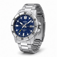 Чоловічий годинник Casio MTP-VD01D-2E — класична модель з синім циферблатом та сталевим браслетом Чоловічий годинник Casio MTP-VD01D-2E — класична модель з синім циферблатом та сталевим браслетом
