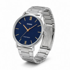 Чоловічий годинник Casio MTP-VT01D-2B з синім циферблатом та сталевим браслетом Чоловічий годинник Casio MTP-VT01D-2B з синім циферблатом та сталевим браслетом