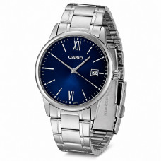 Чоловічий годинник Casio MTP-V002D-2B3 Original з синім циферблатом та сталевим браслетом Чоловічий годинник Casio MTP-V002D-2B3 Original з синім циферблатом та сталевим браслетом