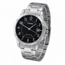 Чоловічий годинник Casio MTP-V004D-1B Classic з чорним циферблатом та сталевим браслетом Чоловічий годинник Casio MTP-V004D-1B Classic з чорним циферблатом та сталевим браслетом