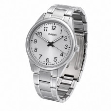 Чоловічий годинник Casio MTP-V005D-7B4 класичний зі сріблястим циферблатом та металевим браслетом Чоловічий годинник Casio MTP-V005D-7B4 класичний зі сріблястим циферблатом та металевим браслетом