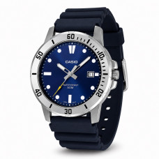 Чоловічий годинник Casio MTP-VD01-2E з синім циферблатом та мінеральним склом, водонепроникність 5 ATM Чоловічий годинник Casio MTP-VD01-2E з синім циферблатом та мінеральним склом, водонепроникність 5 ATM