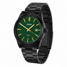 Чоловічий годинник Casio MTP-VD03B-3A — Класична модель з зеленим циферблатом та чорним браслетом Чоловічий годинник Casio MTP-VD03B-3A — Класична модель з зеленим циферблатом та чорним браслетом