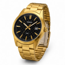 Чоловічий годинник Casio MTP-VD03G-1A Classic у золотистому корпусі з чорним циферблатом Чоловічий годинник Casio MTP-VD03G-1A Classic у золотистому корпусі з чорним циферблатом