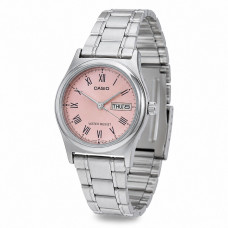 Жіночий годинник Casio LTP-V006D-4B Classic — сталевий браслет, рожевий циферблат, календар Жіночий годинник Casio LTP-V006D-4B Classic — сталевий браслет, рожевий циферблат, календар