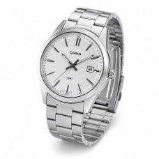 Чоловічий годинник Casio MTP-VD03D-7A Classic з білим циферблатом та сріблястим браслетом Чоловічий годинник Casio MTP-VD03D-7A Classic з білим циферблатом та сріблястим браслетом