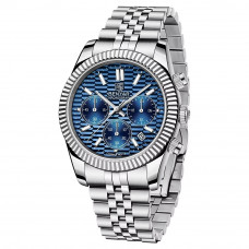 Чоловічий годинник Benyar BY-S001 Silver-Blue з хронографом та водозахистом 10 ATM Чоловічий годинник Benyar BY-S001 Silver-Blue з хронографом та водозахистом 10 ATM