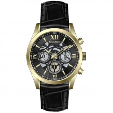 Чоловічий наручний годинник Guardo 012837-6 Gold/Black з календарем та шкіряним ремінцем Чоловічий наручний годинник Guardo 012837-6 Gold/Black з календарем та шкіряним ремінцем