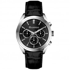 Чоловічий наручний годинник Guardo 012836-1 Silver-Black у класичному стилі з календарем Чоловічий наручний годинник Guardo 012836-1 Silver-Black у класичному стилі з календарем