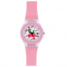 Дитячий годинник Better 005 Cherry Pink-White кварцовий для дівчаток з рожевим силіконовим ремінцем Дитячий годинник Better 005 Cherry Pink-White кварцовий для дівчаток з рожевим силіконовим ремінцем