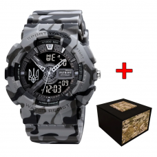 Чоловічий тактичний годинник Patriot 005 Тризуб Camo Grey з комбінованим циферблатом та водозахистом 5 ATM Чоловічий тактичний годинник Patriot 005 Тризуб Camo Grey з комбінованим циферблатом та водозахистом 5 ATM