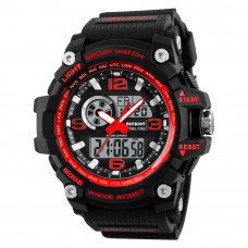 Чоловічий спортивний годинник Patriot 012RD Black-Red з комбінованим циферблатом та водозахистом 5 ATM Чоловічий спортивний годинник Patriot 012RD Black-Red з комбінованим циферблатом та водозахистом 5 ATM