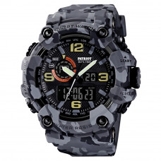 Чоловічий тактичний годинник Patriot 002CMGY Camo Gray зі стрілково-електронним циферблатом та підсвічуванням Чоловічий тактичний годинник Patriot 002CMGY Camo Gray зі стрілково-електронним циферблатом та підсвічуванням