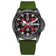 Чоловічий годинник Awarder 040 Embroidery Black-Red Green Automatic з сапфіровим склом та 10ATM