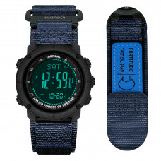 Чоловічий наручний годинник Awarder 036 Compass UA Nylon Black-Blue з компасом та електронним циферблатом