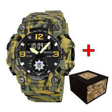 Чоловічий тактичний годинник Awarder 003 Поліція Camo Green з комбінованим циферблатом та водозахистом 5 ATM