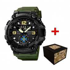 Чоловічий тактичний годинник Awarder 004 СБУ Army Green-Black з водонепроникністю 5 ATM та хронографом