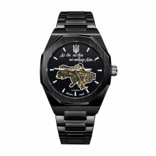 Чоловічий механічний годинник Awarder 026 Octagon All Black з автопідзаводом та сталевим браслетом