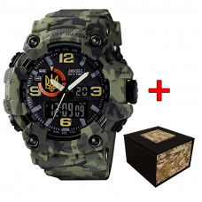Чоловічий тактичний годинник Awarder 002 Тризуб золото Army Green з водонепроникністю 5 ATM