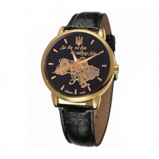 Чоловічий механічний годинник Awarder 022 Gold-Black Mechanic з гравіюванням Де би не був