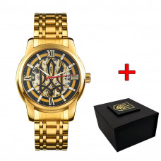 Чоловічий механічний годинник Awarder 025 Sharp Gold-Black з автопідзаводом та сталевим браслетом Чоловічий механічний годинник Awarder 025 Sharp Gold-Black з автопідзаводом та сталевим браслетом