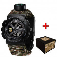 Тактичний годинник Awarder 005P Тризуб з паракордовим ремінцем Camo Green та компасом Тактичний годинник Awarder 005P Тризуб з паракордовим ремінцем Camo Green та компасом