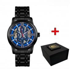 Чоловічий механічний годинник Awarder 025 Sharp Black-Blue з автопідзаводом та мінеральним склом Чоловічий механічний годинник Awarder 025 Sharp Black-Blue з автопідзаводом та мінеральним склом