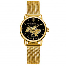 Жіночий механічний годинник Awarder 028-3D Де би не була Gold-Black з автопідзаводом Жіночий механічний годинник Awarder 028-3D Де би не була Gold-Black з автопідзаводом