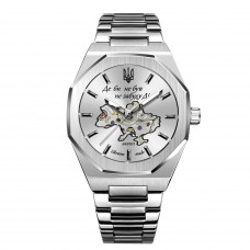 Чоловічий механічний годинник Awarder 026-3D Де би не був Silver-White з автопідзаводом та сталевим браслетом