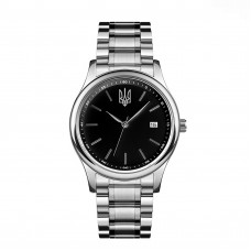 Годинник наручний Awarder 023 Silver-Black Тризуб Срібло з гербом України та сталевим браслетом Годинник наручний Awarder 023 Silver-Black Тризуб Срібло з гербом України та сталевим браслетом