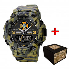 Чоловічий тактичний годинник Awarder 001 ДСНС Camo Green з комбінованим циферблатом та захистом 5 ATM