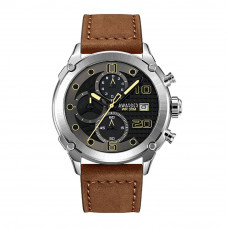 Чоловічий годинник Awarder 016 Silver-Black-Brown з хронографом та шкіряним ремінцем